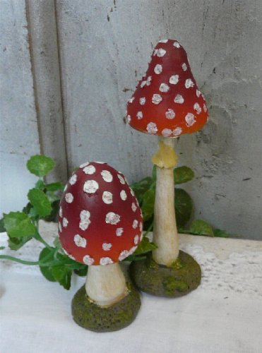 Fliegenpilz im 2er-Set, rot mit Punkten 12 cm/8cm