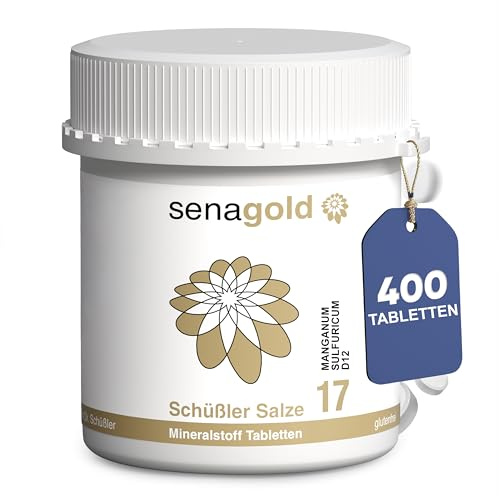 Senagold Schüßler Salz Nr. 17 – Manganum sulfuricum D12 – 400 Tabletten – gluten- & alkoholfrei – hergestellt nach Homöopathischem Arzneibuch (HAB) in Deutschland