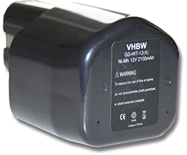 vhbw NI-MH Akku 2100mAh (12V) kompatibel mit Werkzeuge WH12DMR2, WH 12DMR, WH 12DM2K, WH12DM2, WR 12DMR Ersatz für Hitachi EB12, EB1224, EB12B, EB12G, EB12M.