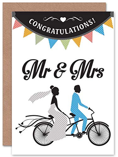 Wee Blue Coo Herr Frau Tandem Ehe Spaß Hochzeitskarte