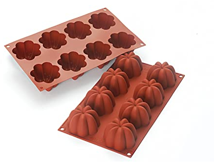Silikomart | SF154 Moule en silicone pour monoportions CHARLOTTE, antiadhésif, 8 cavités, Lot de 1 Moule à gâteau, Ø 70 h 41 mm Volume 8 x 102 ml Tot. 816 ml, Rouge Brique