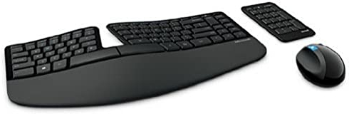 Microsoft – Sculpt Ergonomic Desktop – Ensemble clavier et souris ergonomiques sans fil avec récepteur USB (repose poignets, pavé numérique séparé) – (Clavier AZERTY français) – Noir (L5V-00007)