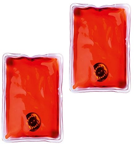 Pack 2 Instant Heating GEL HAND WARMERS - Reusable Heat Packs Pads Handwarmers (Red)