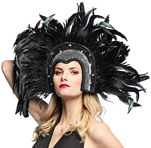 Boland 00375 - Kopfschmuck Showgirl, mit Federn und Pailletten, Schwarz, Rio, Tänzerin, Kopfbedeckung, Accessoire, Motto Party, Karneval