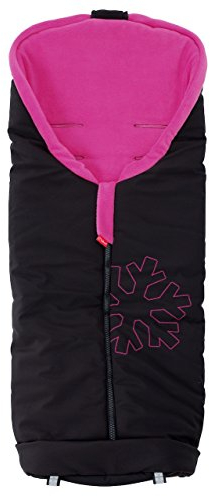 ByBoom - Softshell Winterfußsack Thermo Aktiv für Kinderwagen und Buggy, Farbe:Schwarz/Fuchsia