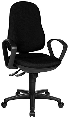 Topstar Support SY Bürostuhl, Schreibtischstuhl, inkl. Armlehnen B2(B), Bezugsstoff schwarz, 55 x 58 x 113 cm