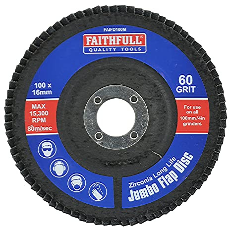 Faithfull FAIFD100M Abrasive Jumbo Flap Disc 100mm x 16mm (4in) MEDIUM