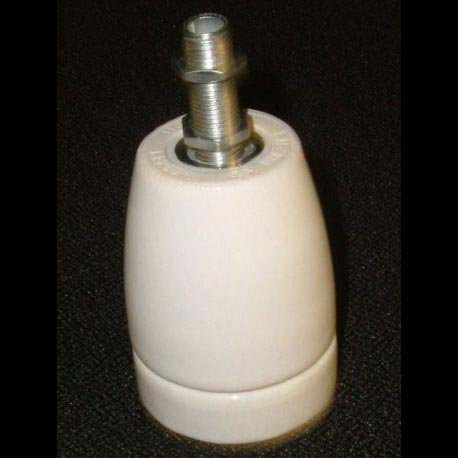 Porzellanfassung - mit Gewinde + Gewinderohr + 2 Muttern / E27 Fassung