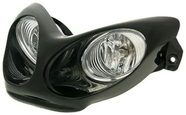 Scheinwerfer Doppeloptik Halogen schwarz kompatibel mit MBK Nitro 50 99-, kompatibel mit Yamaha Aerox 50 Cat 03- Typ:SA14, Aerox 50 99- Typ:SA14, Aerox 100, Aerox 50-99 Typ:5BR