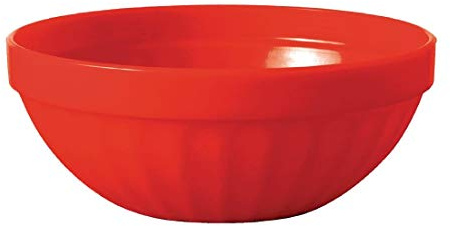 Olympia Kristallon Polycarbonate Bowl, 190ml, Red, Pack of 12 | Shatterproof construction resists chipping and breaking, with a 102mm width that is ideal for commercial food prep.