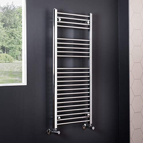 Warmehaus Straight Bathroom Heated Towel Radiator Rail Rad 1100 x 500 Chrome Central Heating Ladder Warmer