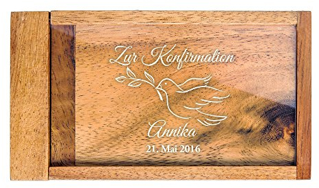 Casa Vivente Magische Geldgeschenkbox mit Gravur – Zur Konfirmation – Personalisiert mit Namen und Datum – Knobelspiel – Verpackung für Geldgeschenke oder Gutscheine – Geschenkidee für Konfirmanden