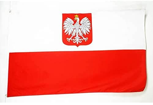 BANDIERA POLONIA CON AQUILA 150x90cm - BANDIERA POLACCA CON STEMMA 90 x 150 cm - AZ FLAG