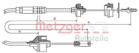 Metzger 11.2195 COFLE Seilzug, Kupplungsbetätigung | Kompatibel mit: CITROËN BERLINGO / BERLINGO FIRST Großraumlimousine (MF_, GJK_, GFK_