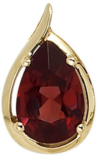 Jobo Damen Anhänger Tropfen 585 Gold Gelbgold 1 Granat rot Goldanhänger Granatanhänger