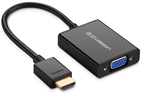 UGREEN Adaptador HDMI a VGA 1080P con Salidad de Audio y Mirco USB de Alimentación Coversor de Video HDMI Macho a VGA Hembra para PC, Ordenador Portátil, Ultrabook, Chromebook, Rasberry Pi, PS3, Macbook Pro, etc. (Carcasa de Aluminio, Negro)