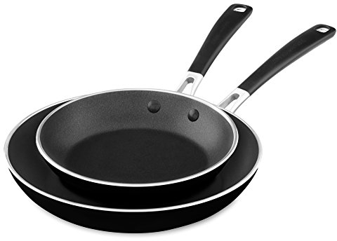 KitchenAid KC2A08TPOB Aluminum Nonstick 8 and 10 Skillets Twin Pack-Onyx Black