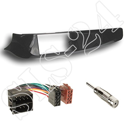 Einbauset: Autoradio Doppel-DIN 2-DIN Blende Einbaurahmen Radioblende schwarz glänzend + ISO Verlängerung Radio Adapter für Alfa Giulietta (940) 2010->2014