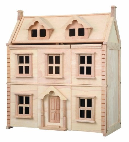 PlanToys Viktorianisches Puppenhaus - Puppenhaus Holz - Spielhaus Holz - Puppenhaus ab 3 Jahre Mädchen und Jungen - nachhaltiges Holzspielzeug