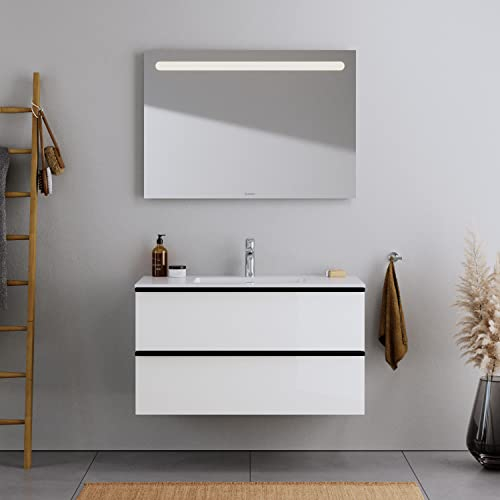 DURAVIT Badmöbel-Set DuraPoint 100cm hängend mit Einbauwaschbecken in Weiß Glänzend Waschbecken mit Waschtischunterschrank mit 2 Schubladen, vormontiert