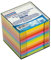 DONAU 7492001PL-99 Ökologischer Würfel Zettelkasten/ Zettelbox/ Zettelklotz Nicht Verklebt, in Einer Kunststoff Box/ circa 700 Blatt, Verschiedene Leuchtfarben für Büro Schule, 95 x 95 x 95 mm