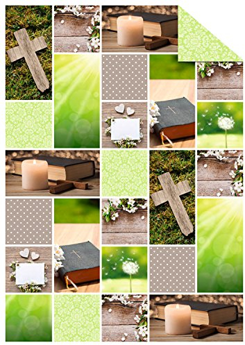 Ursus 13134601 - Fotokarton, Hope, DIN A4, 300 g/qm, 10 Blatt, beidseitig bedruckt, Vorder- und Rückseite in verschiedenen Motiven, aus Frischzellulose, Motiv 1, ideal für kreatives Basteln