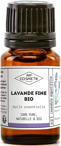 MY COSMETIK - Olio essenziale di lavanda fine biologico - Da agricoltura biologica - Chemiotipizzato HEBBD/HECT - 100% puro e naturale - Certificato ECOCERT - Prodotto in Francia - 10 ml