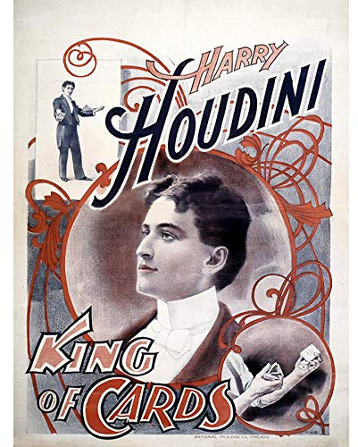 Bumblebeaver Harry Houdini The Magician King of Cards Vintage Advertising Poster Print 12x16 inch 30x40cm Zauber König Jahrgang Werbung