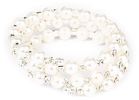 Armbänder Fashion Hochzeit Braut Klar Künstliche Perle 3 Reihen Strass Stretch elastischen Armreif