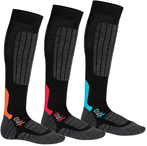 CFLEX Damen und Herren Ski- und Snowboard Socken (3 Paar) Kniestrümpfe - Mix 35-38