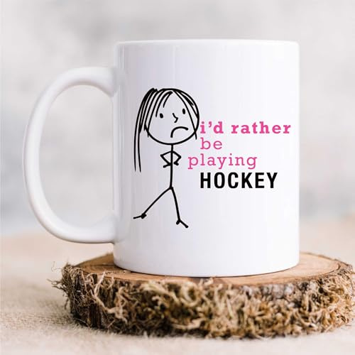 60 Second Makeover Limited Ladies I'd Rather Be Playing Hockey Mug 11oz Ceramic Coffee Cup Field Hockey Gifts for Women Microwave Safe Dishwasher Safe Drinking Cups