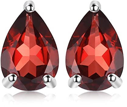 JewelryPalace Tropfenschliff 1.8ct Echt Roter Granat Birthstone Ohrstecker Silber 925 Damen, Schmuck Set, Ohrringe Silber Edelstein Mädchen, Ohrstecker Silber Klein mit Stein Frauen Geschenk