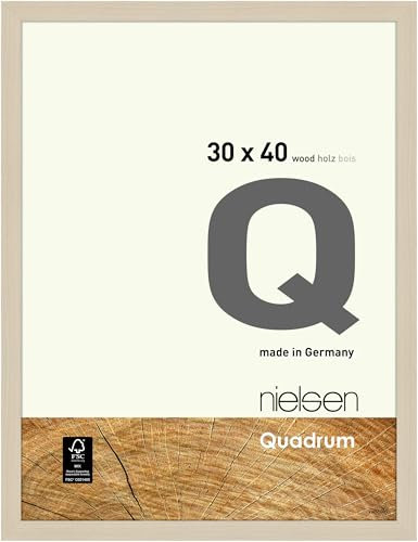 nielsen Bilderrahmen, 30 x 40 cm, Holz, Ahorn, Fotorahmen zum Aufhängen im Hoch- & Querformat, Echtglas, Quadrum