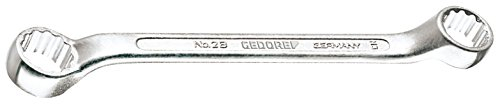 GEDORE 2 B 8x9 Doppelringschlüssel, kurz, flach gekröpft, geschmiedet, Ring dünnwanding und 10° abgewinkelt mit UD-Profil, DIN 838, 8x9 mm
