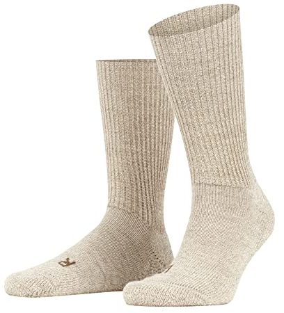 FALKE Unisex Walkie Ergo Socks, Crew Length, Thick Sole, Hiking Sock, Breathable, Moisture-Wicking, Merino Wool, Beige (Sand Melange 4490), 12.5-13.5, 1 Pair