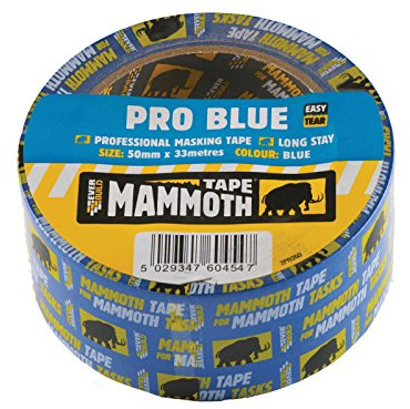 Everbuild Mammoth Pro Blue Masking Tape – Easy Tear – High Heat Resistance – UV Resistant – Blue –50mm x 33m Roll