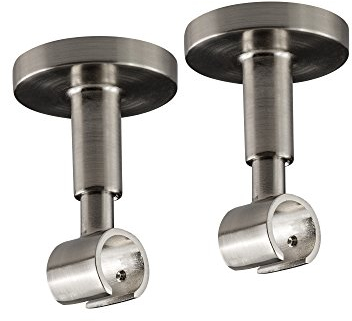 Victoria M. Gardinenstangen-Halterung Decke Deckenhalter Vorhangstange, 1-läufig, Silber, Ø 16 mm, 2er Pack