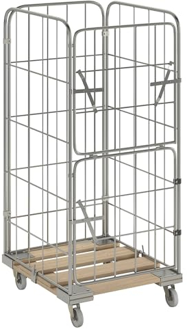 kaiserkraft | Rollbehälter MODULAR | Holz-Rollplatte | Gitter 4-seitig