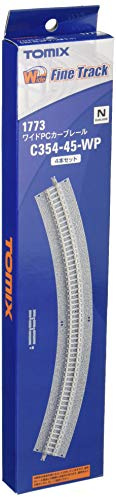 Tomytec 017738-4 Gleise, gebogen mit breiter Schotterbet, 45 Grad