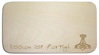 Frühstücksbrettchen « THORS HAMMER » mit persönlicher Wunschgravur - Brett Frühstücksbrett Frühstück Schneidebrett - Geschenk Odin Germane Wikinger