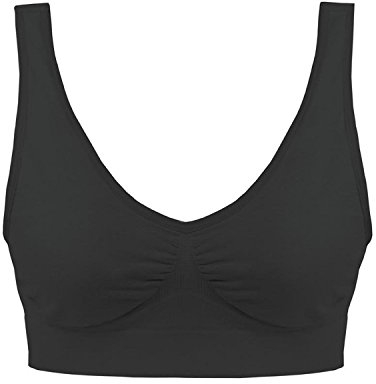 Boolavard Soutien-Gorge Rembourré Sportif Dentelle -Top Sport Bra Blanc, Beige, Noir, Bébé Rose, Violet, Turquoise, Aqua, Rose Cerise (M 38-40, Noir)