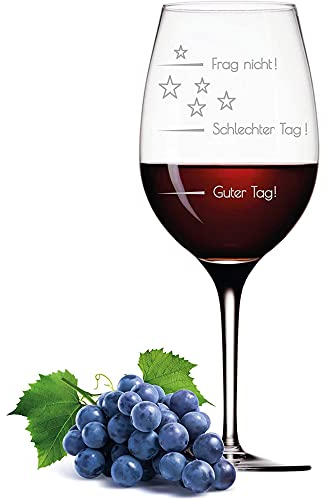 FORYOU24 Leonardo XL Weinglas mit Gravur Motiv Guter Tag - Schlechter Tag - Frag Nicht Good-Day Wein-Glas graviert Stimmungsbarometer Geschenkidee