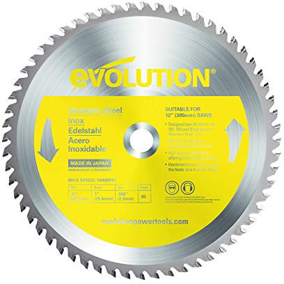 Evolution Power Tools 12BLADESS Lame de scie pour la découpe de l’acier inoxydable, 12 x 80 dents, Jaune