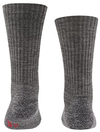 FALKE Unisex Kids Active Warm Wool Thick Breathable Plain Socks, Grey Asphalt Melange 3180, 6-8.5 UK