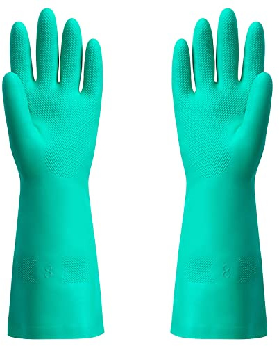 ThxToms Chemical Resistant Nitrile Gloves, Resist Household Acid, Alkali, Solvent and Oil, Latex Rubber Free, 1 Pair Medium