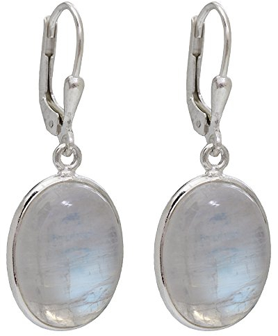 I-be, Regenbogen-Mondstein Edelstein Ohrringe oval 925 Silber, Länge: 3,5 cm, im Geschenketui, 397912 g KB
