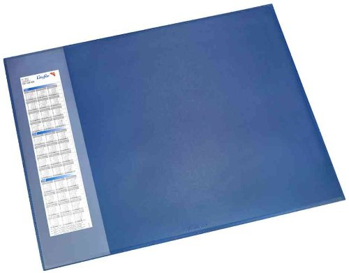 Läufer 41658 Durella D1 Schreibtischunterlage mit transparenter Seitenleiste und Kalender, 52x65cm, blau, rutschfeste Schreibunterlage