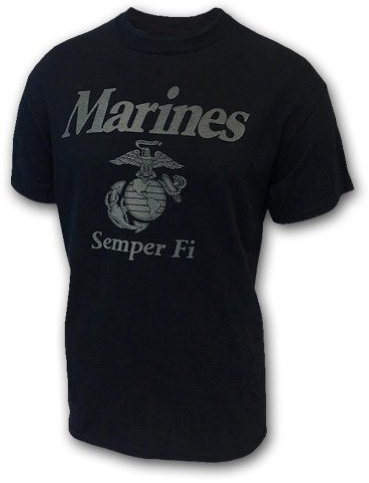 Armed Forces Gear US Marine Corps Reflektierendes PT Kurzarm-T-Shirt – Offiziell lizenzierte United States Marines Shirts für Herren, Schwarz, L