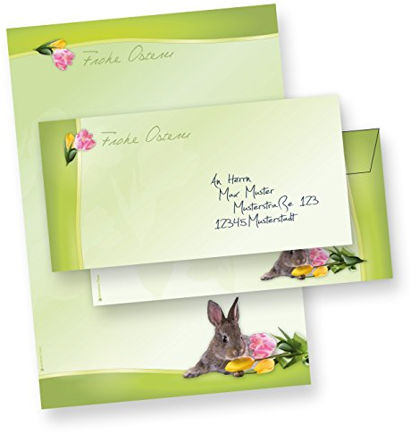 Briefpapier Set A4 Osterhase (25 Sets ohne Fenster) 25 Briefbogen + 25 Umschläge Ostern