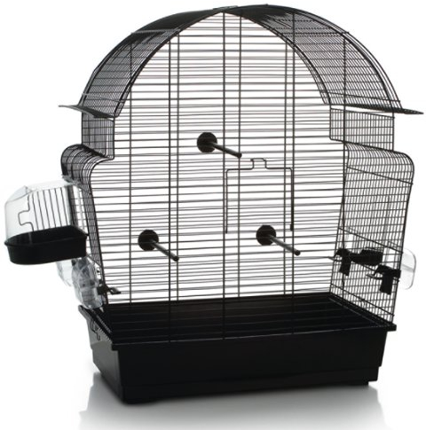 Vogelkäfig XL 'Donna' mit Badehaus schwarz